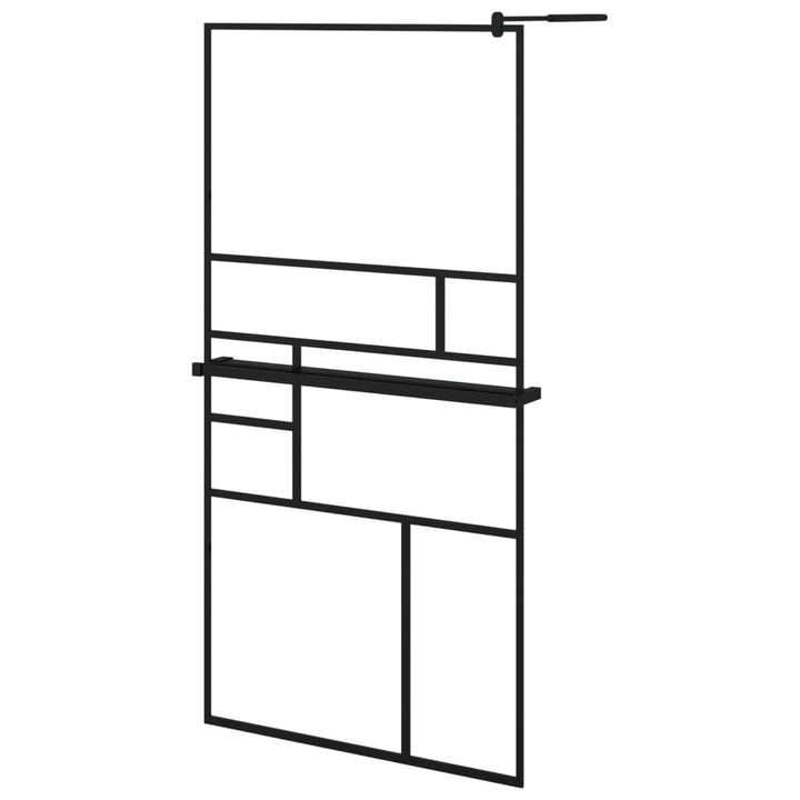Paravan Duș Walk-In Cu Raft 100X195Cm Sticlă Esg/Aluminiu