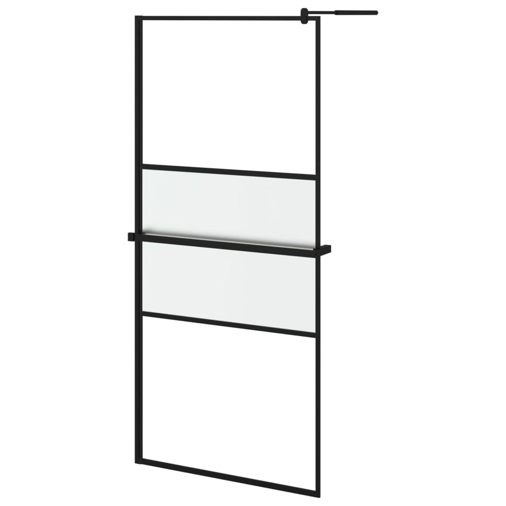Paravan Duș Walk-In Cu Raft 100X195Cm Sticlă Esg/Aluminiu