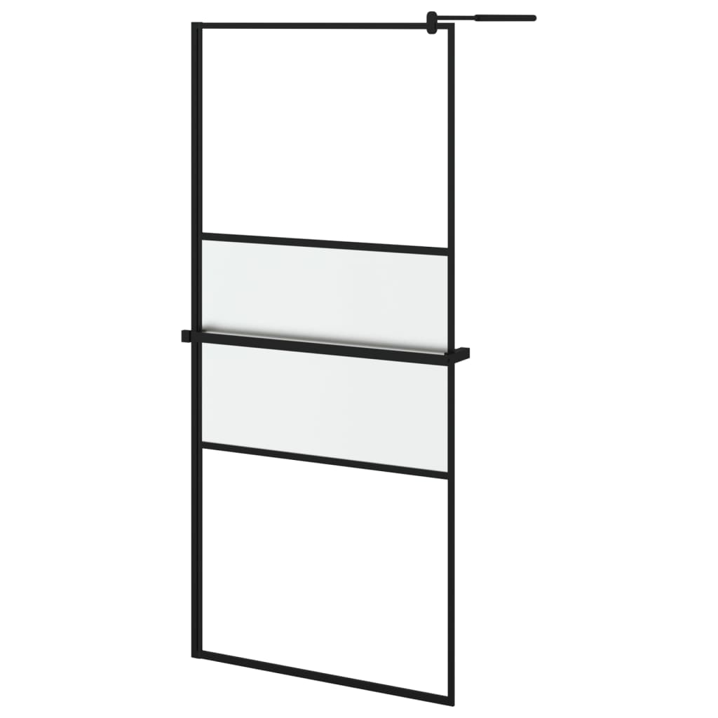 Paravan Duș Walk-In Cu Raft 100X195Cm Sticlă Esg/Aluminiu