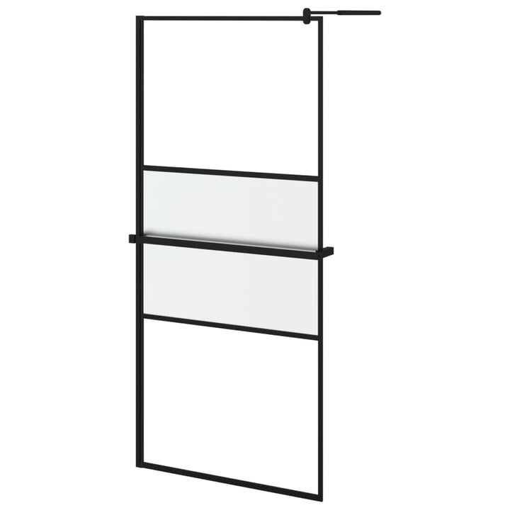 Paravan Duș Walk-In Cu Raft 100X195Cm Sticlă Esg/Aluminiu