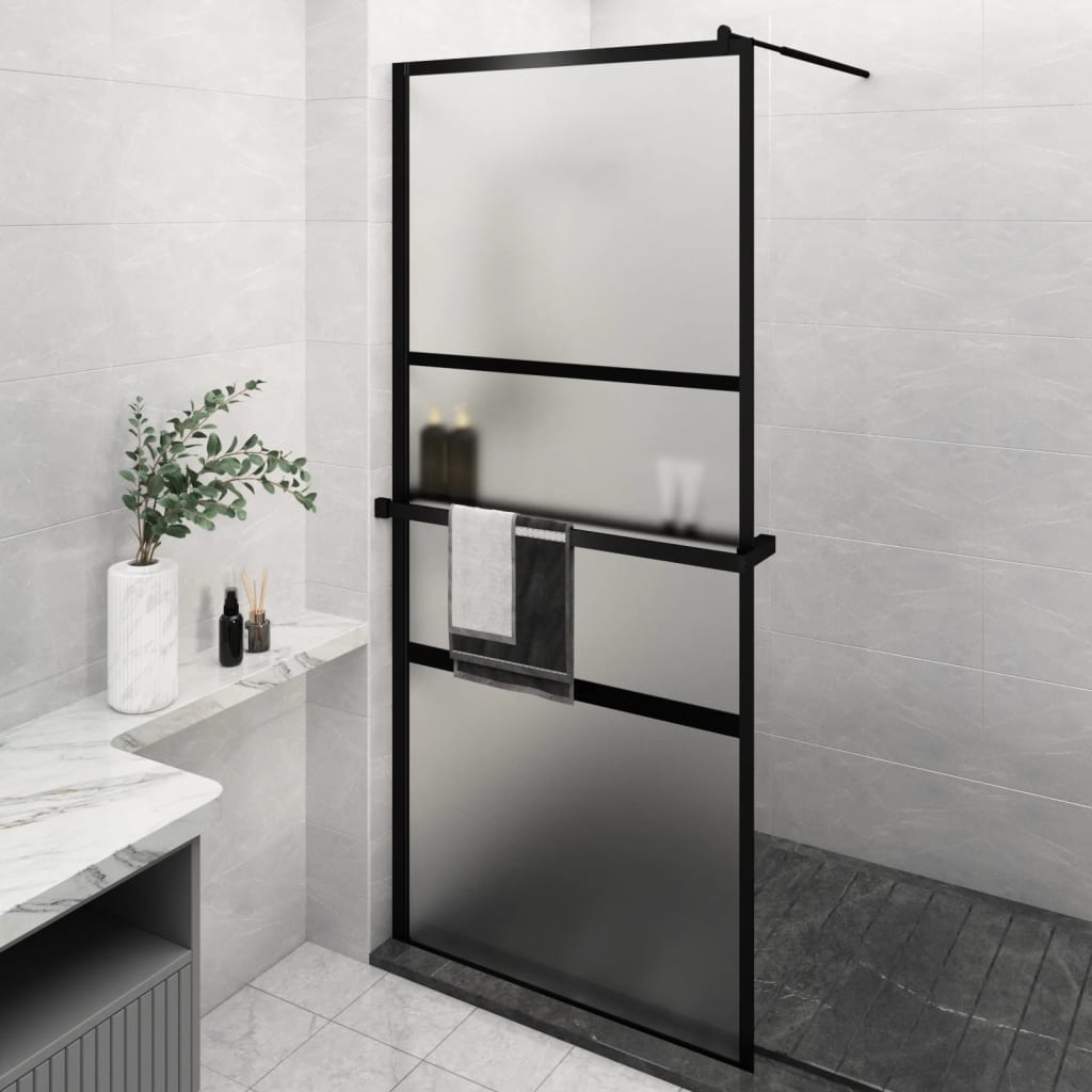 Paravan Duș Walk-In Cu Raft 100X195Cm Sticlă Esg/Aluminiu