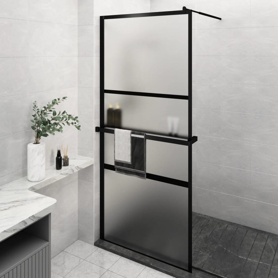 Paravan Duș Walk-In Cu Raft 100X195Cm Sticlă Esg/Aluminiu