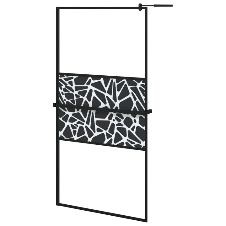 Paravan Duș Walk-In Cu Raft 100X195Cm Sticlă Esg/Aluminiu