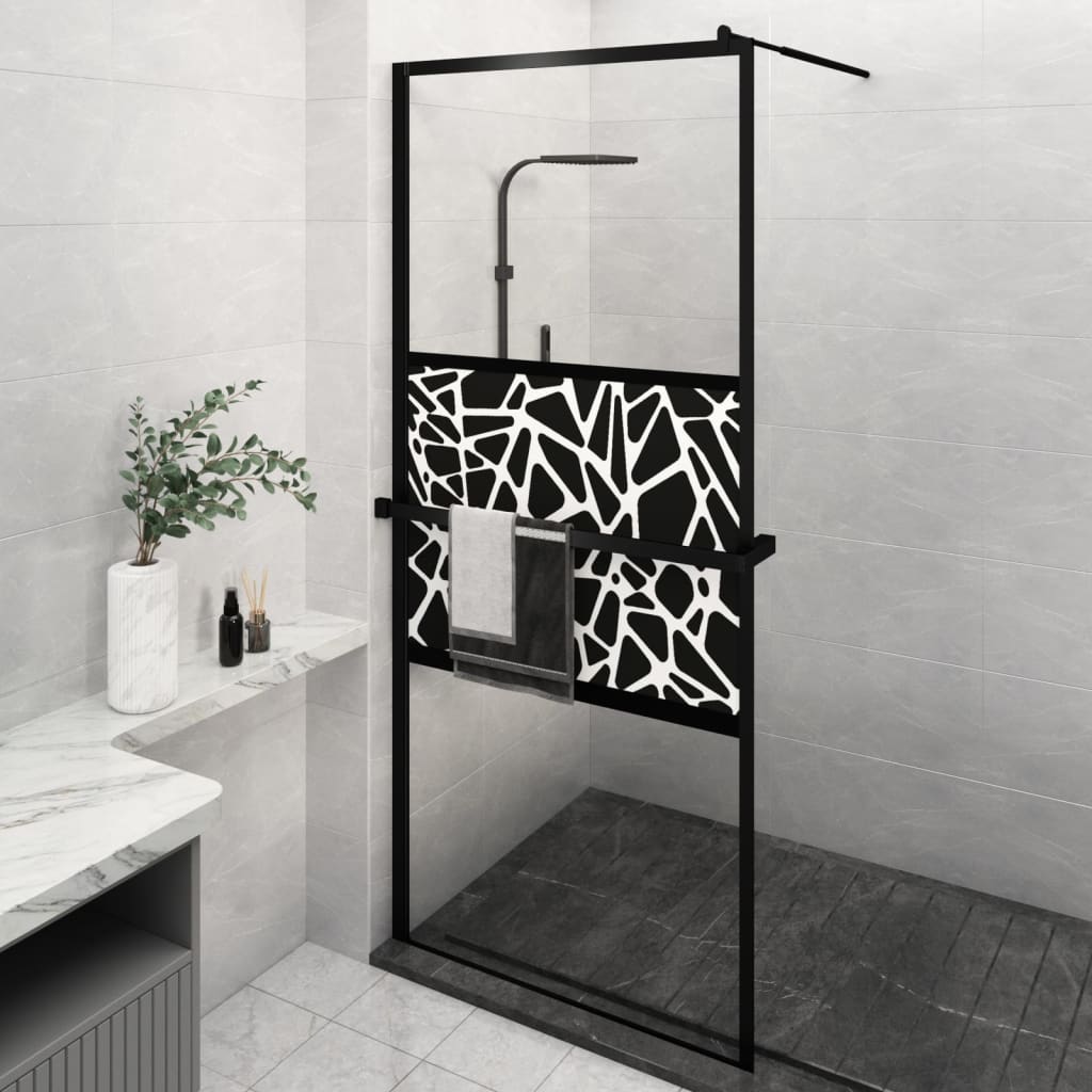 Paravan Duș Walk-In Cu Raft 100X195Cm Sticlă Esg/Aluminiu