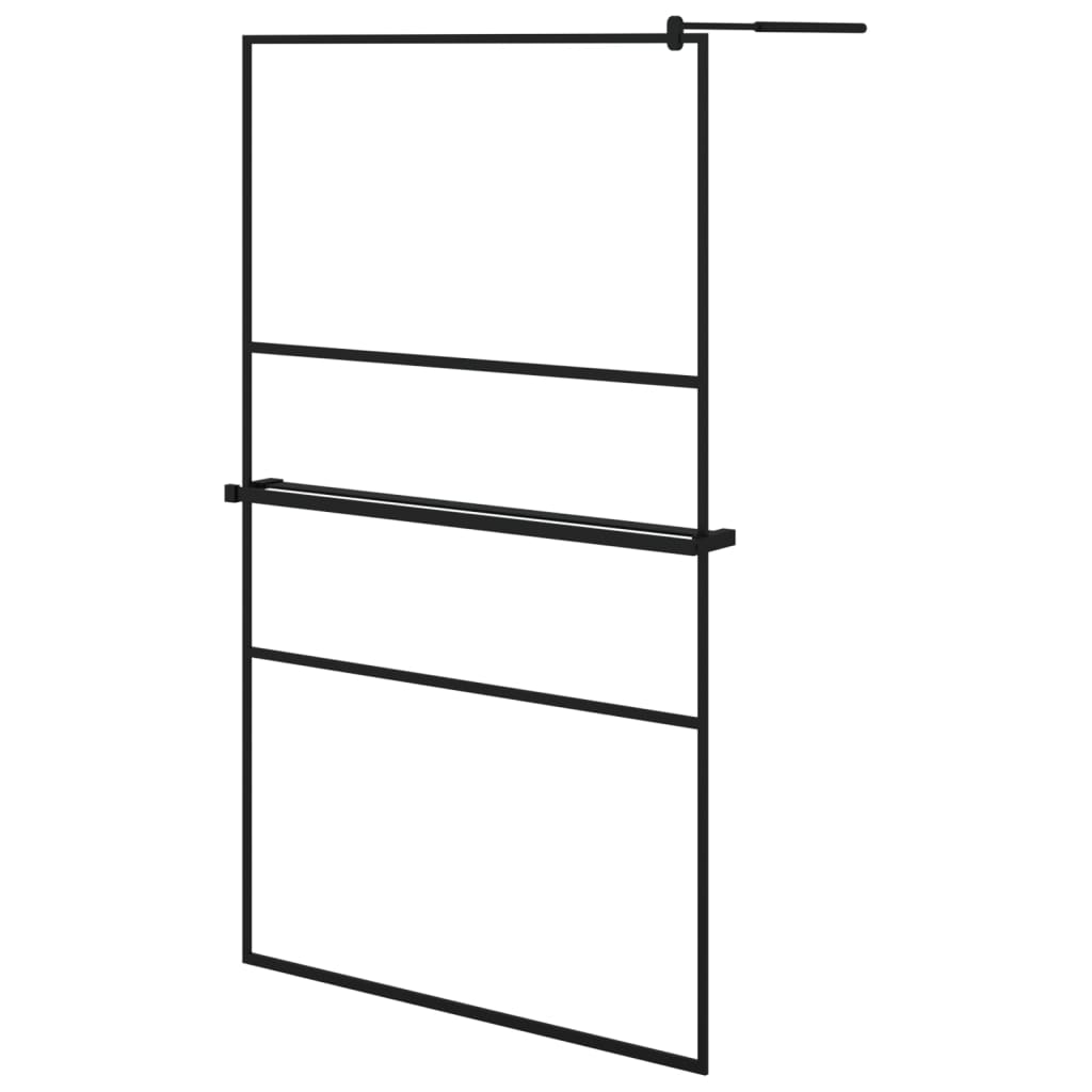 Paravan Duș Walk-In Cu Raft 115X195Cm Sticlă Esg/Aluminiu