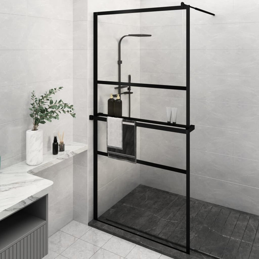 Paravan Duș Walk-In Cu Raft 115X195Cm Sticlă Esg/Aluminiu