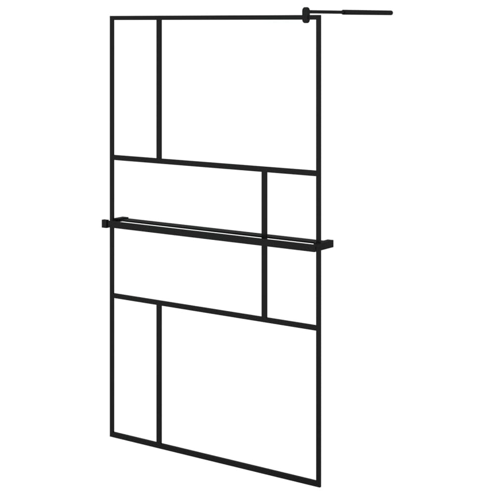 Paravan Duș Walk-In Cu Raft 115X195Cm Sticlă Esg/Aluminiu