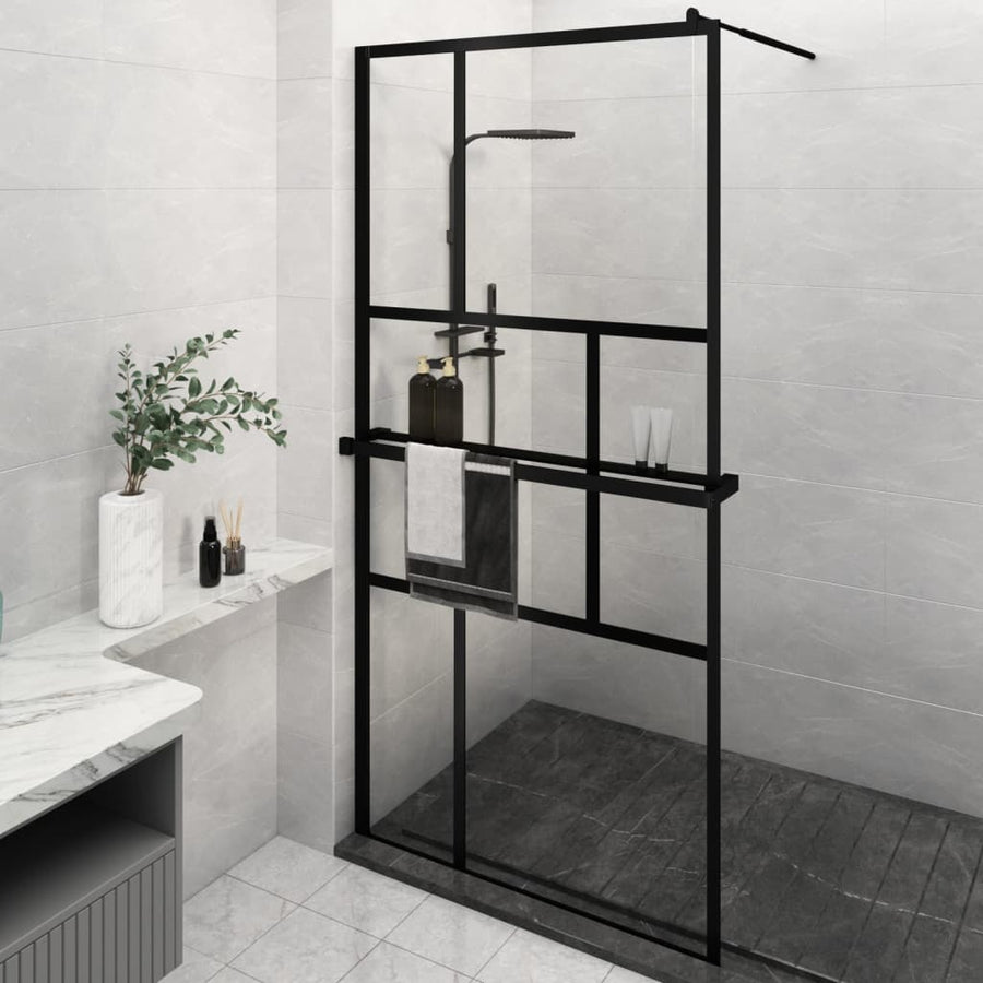 Paravan Duș Walk-In Cu Raft 115X195Cm Sticlă Esg/Aluminiu