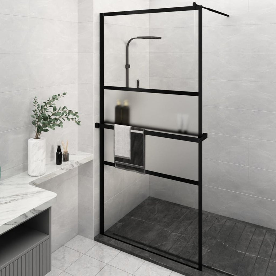Paravan Duș Walk-In Cu Raft 115X195Cm Sticlă Esg/Aluminiu