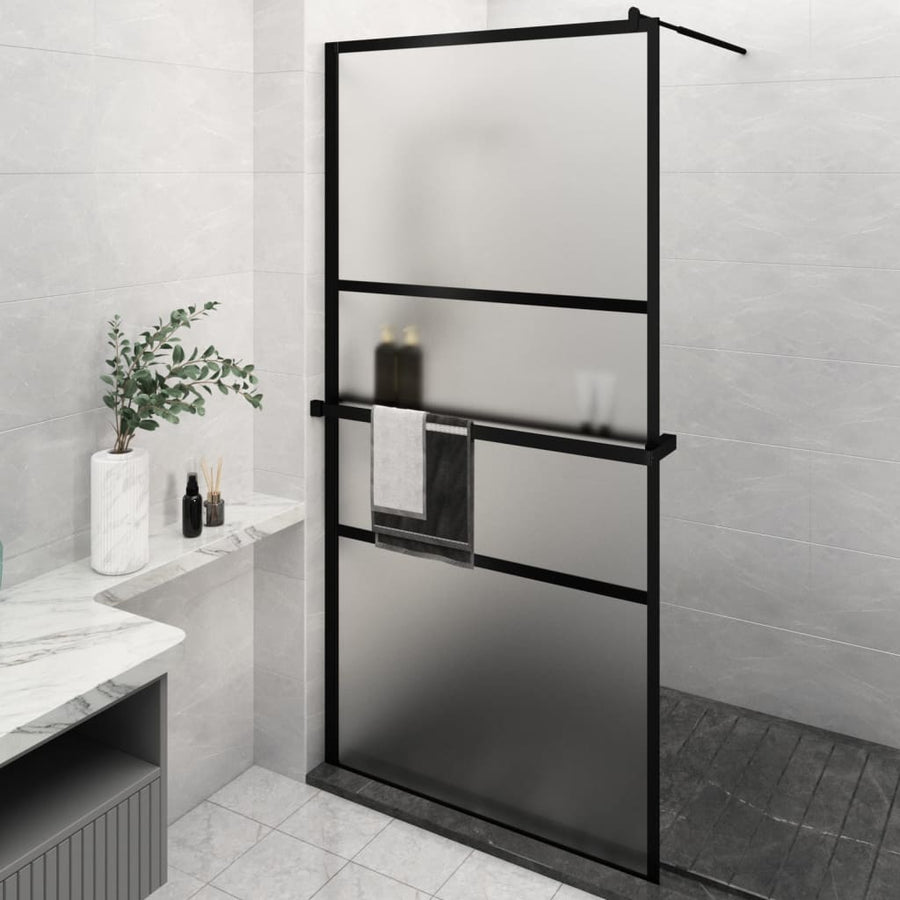 Paravan Duș Walk-In Cu Raft 115X195Cm Sticlă Esg/Aluminiu