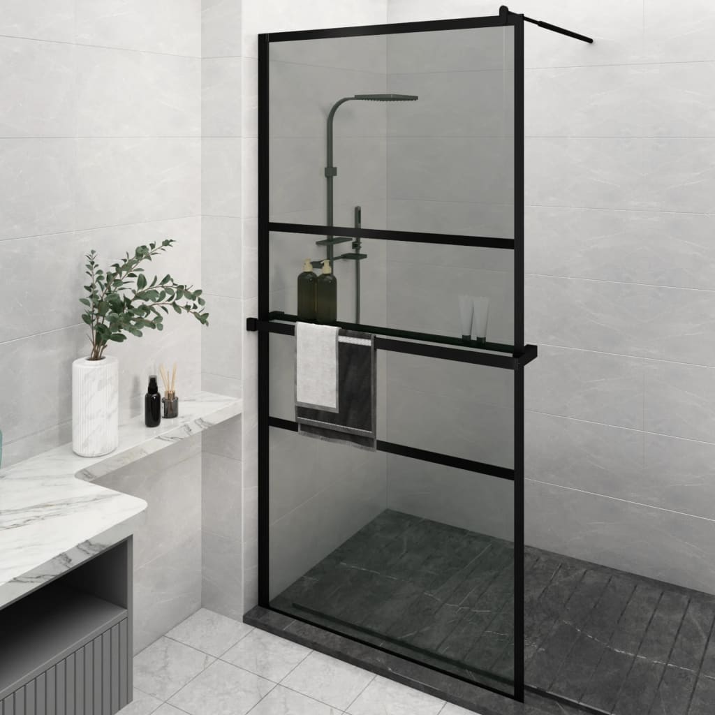 Paravan Duș Walk-In Cu Raft 115X195Cm Sticlă Esg/Aluminiu
