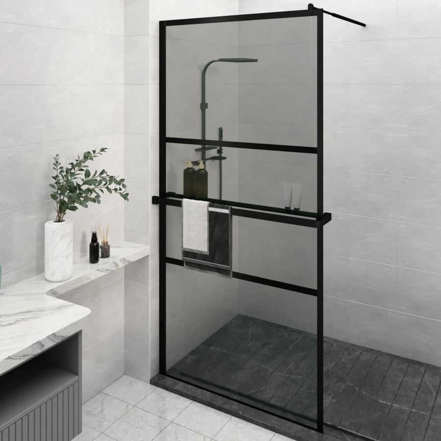 Paravan Duș Walk-In Cu Raft 115X195Cm Sticlă Esg/Aluminiu