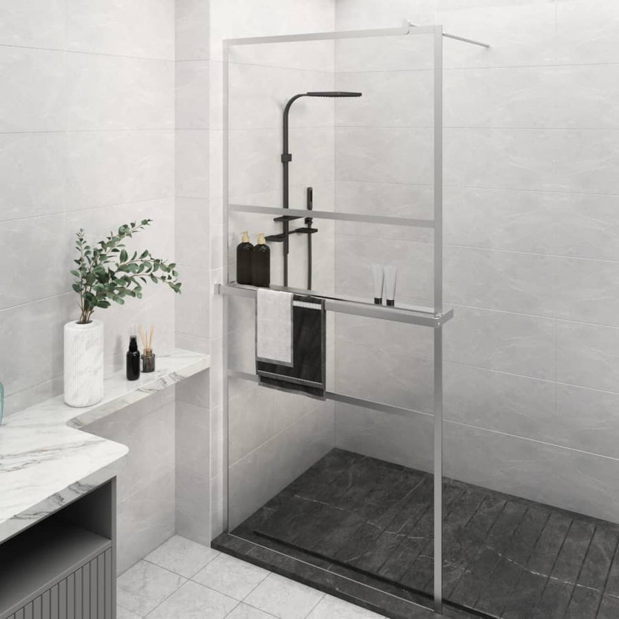 Paravan Duș Walk-In Cu Raft Sticlă Esg/Aluminiu