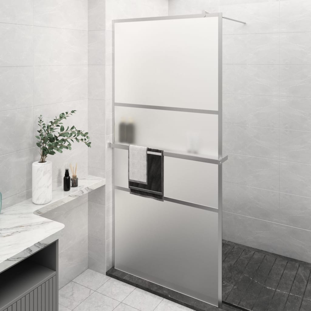 Paravan Duș Walk-In Cu Raft Sticlă Esg/Aluminiu