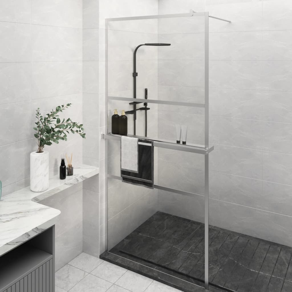 Paravan Duș Walk-In Cu Raft Sticlă Esg/Aluminiu
