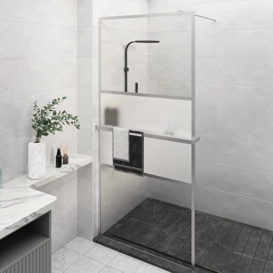 Paravan Duș Walk-In Cu Raft Sticlă Esg/Aluminiu