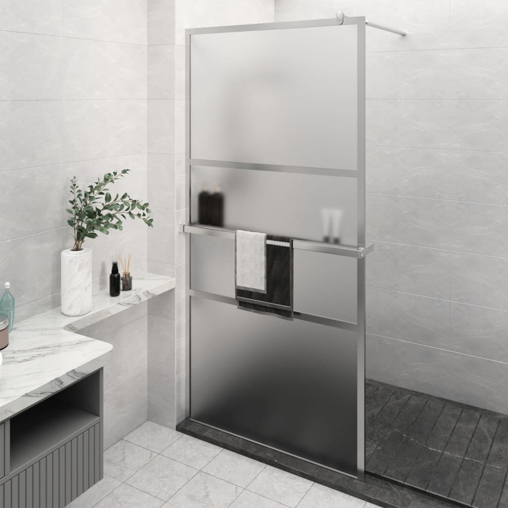 Paravan Duș Walk-In Cu Raft Sticlă Esg/Aluminiu
