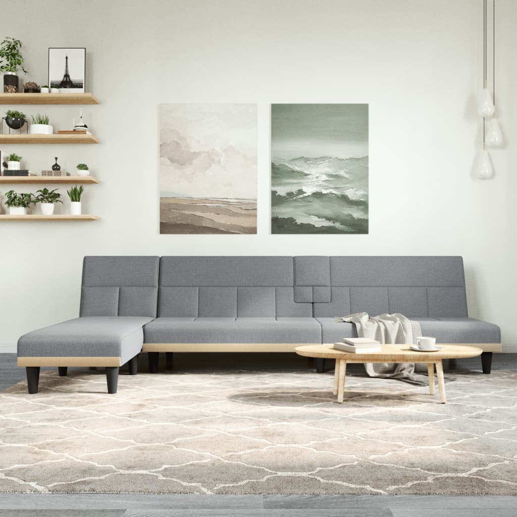 Canapea Extensibilă În Formă De L Gri 255X140X70 Cm Textil