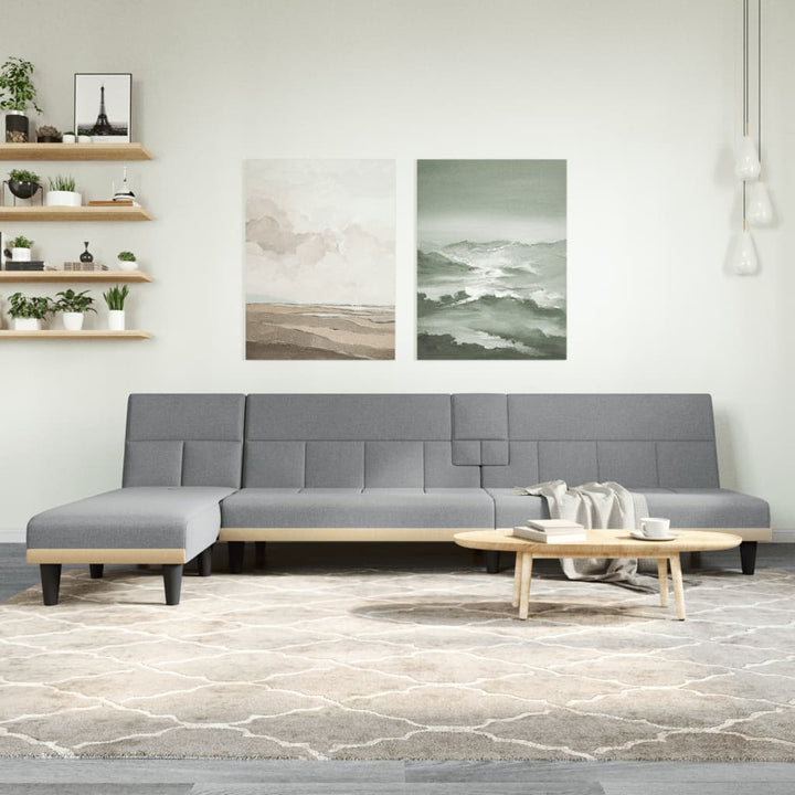 Canapea Extensibilă În Formă De L Gri 255X140X70 Cm Textil