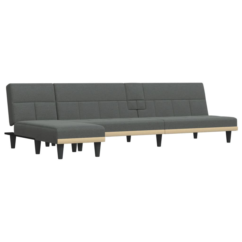 Canapea Extensibilă În Formă De L Gri 255X140X70 Cm Textil