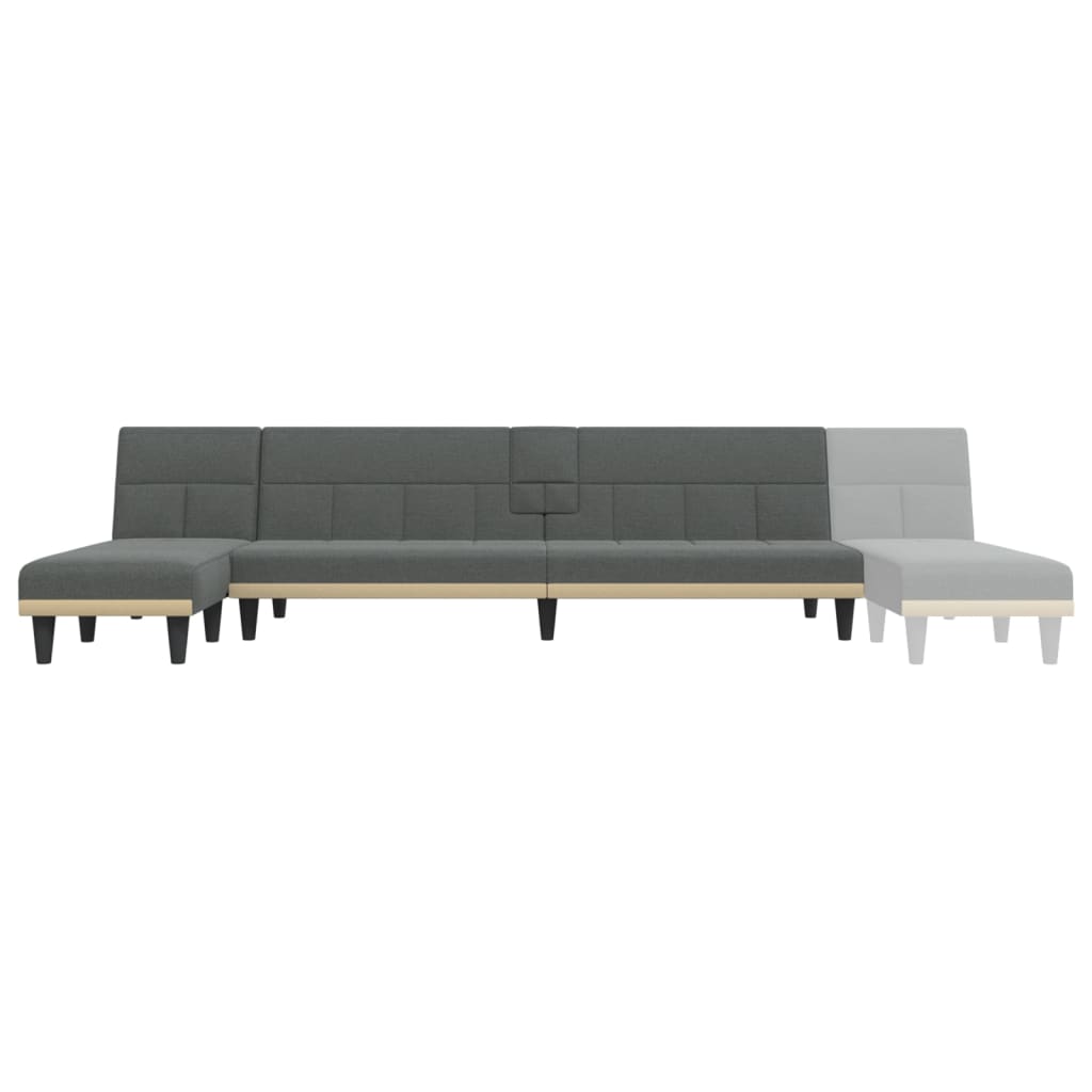 Canapea Extensibilă În Formă De L Gri 255X140X70 Cm Textil