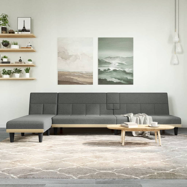 Canapea Extensibilă În Formă De L Gri 255X140X70 Cm Textil