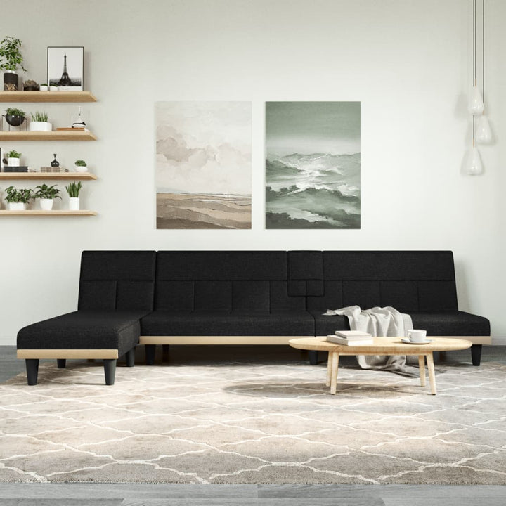 Canapea Extensibilă În Formă De L Gri 255X140X70 Cm Textil