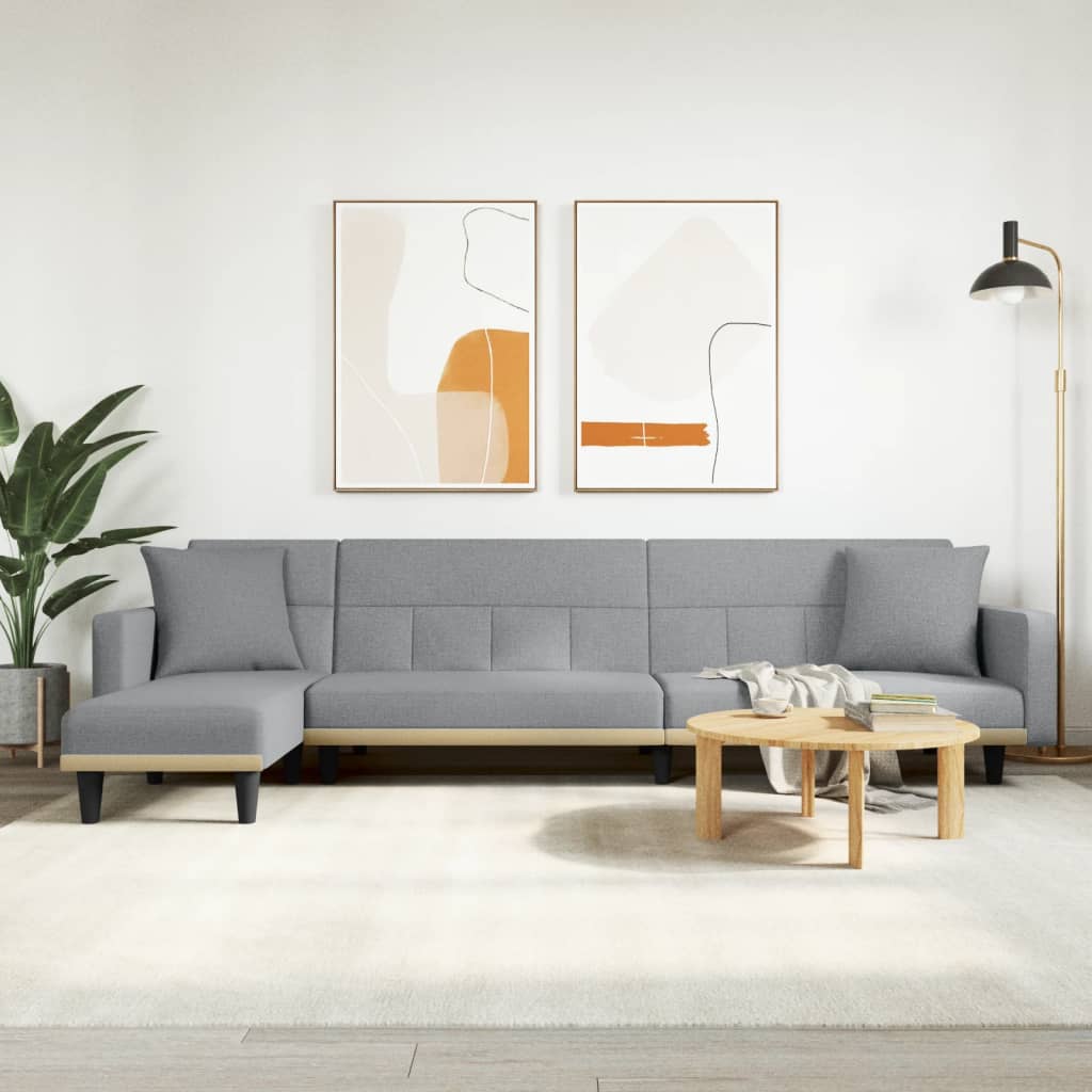 Canapea Extensibilă În Formă De L Gri 275X140X70 Cm Textil