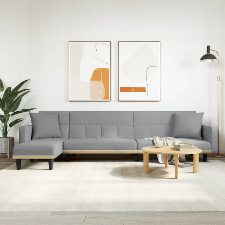 Canapea Extensibilă În Formă De L Gri 275X140X70 Cm Textil