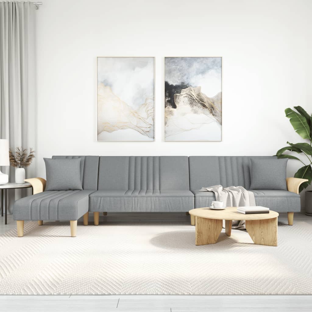 Canapea Extensibilă În Formă De L Gri 279X140X70 Cm Textil