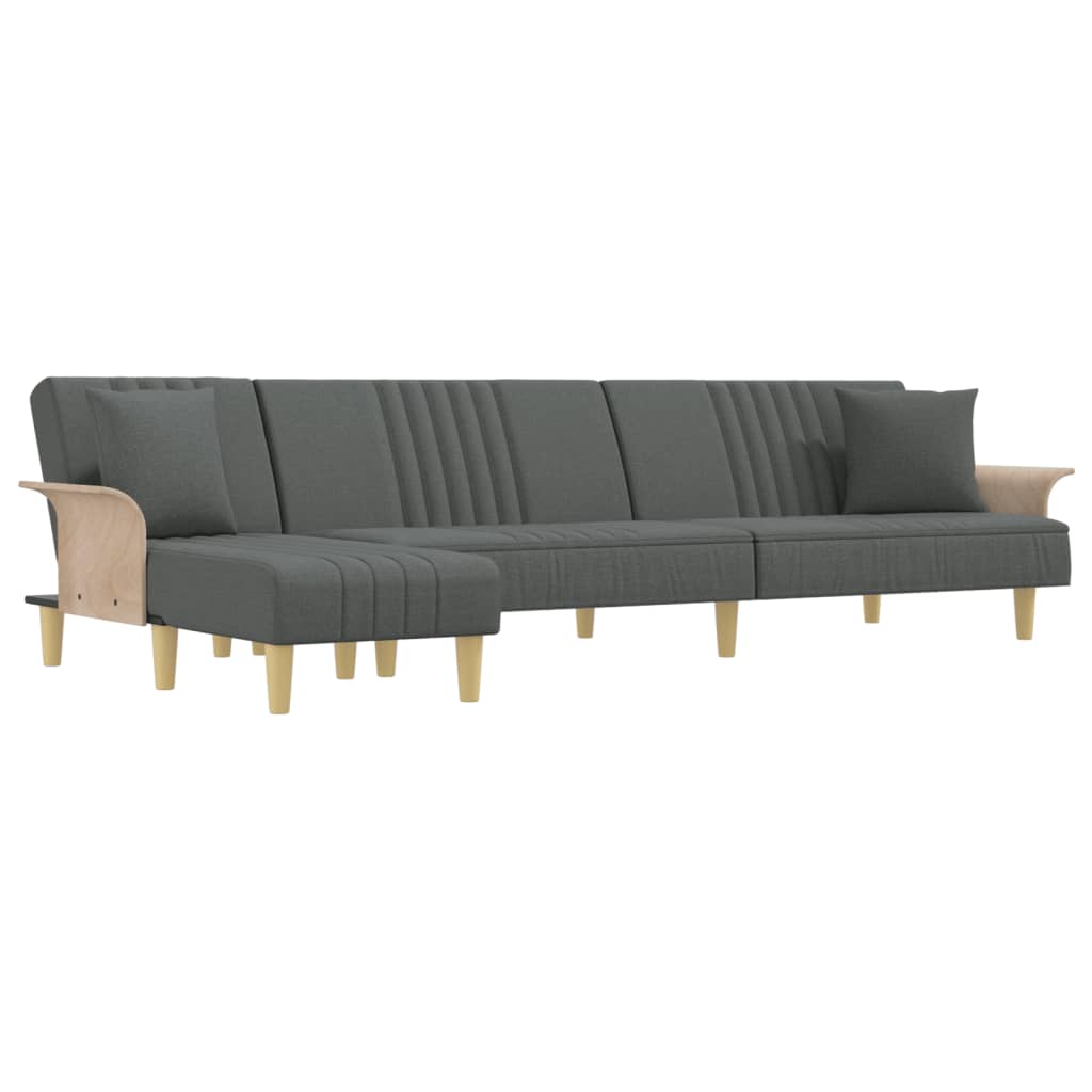 Canapea Extensibilă În Formă De L Gri 279X140X70 Cm Textil