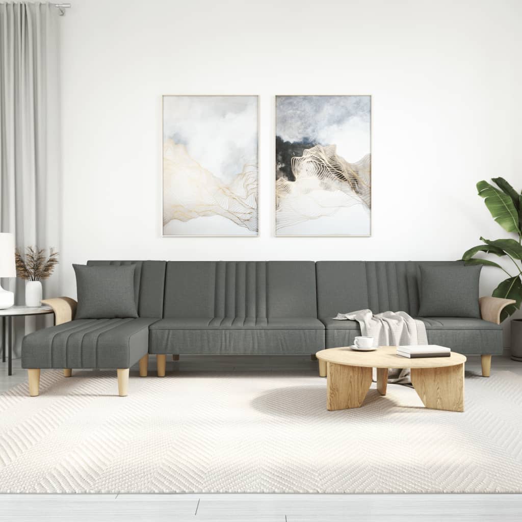 Canapea Extensibilă În Formă De L Gri 279X140X70 Cm Textil