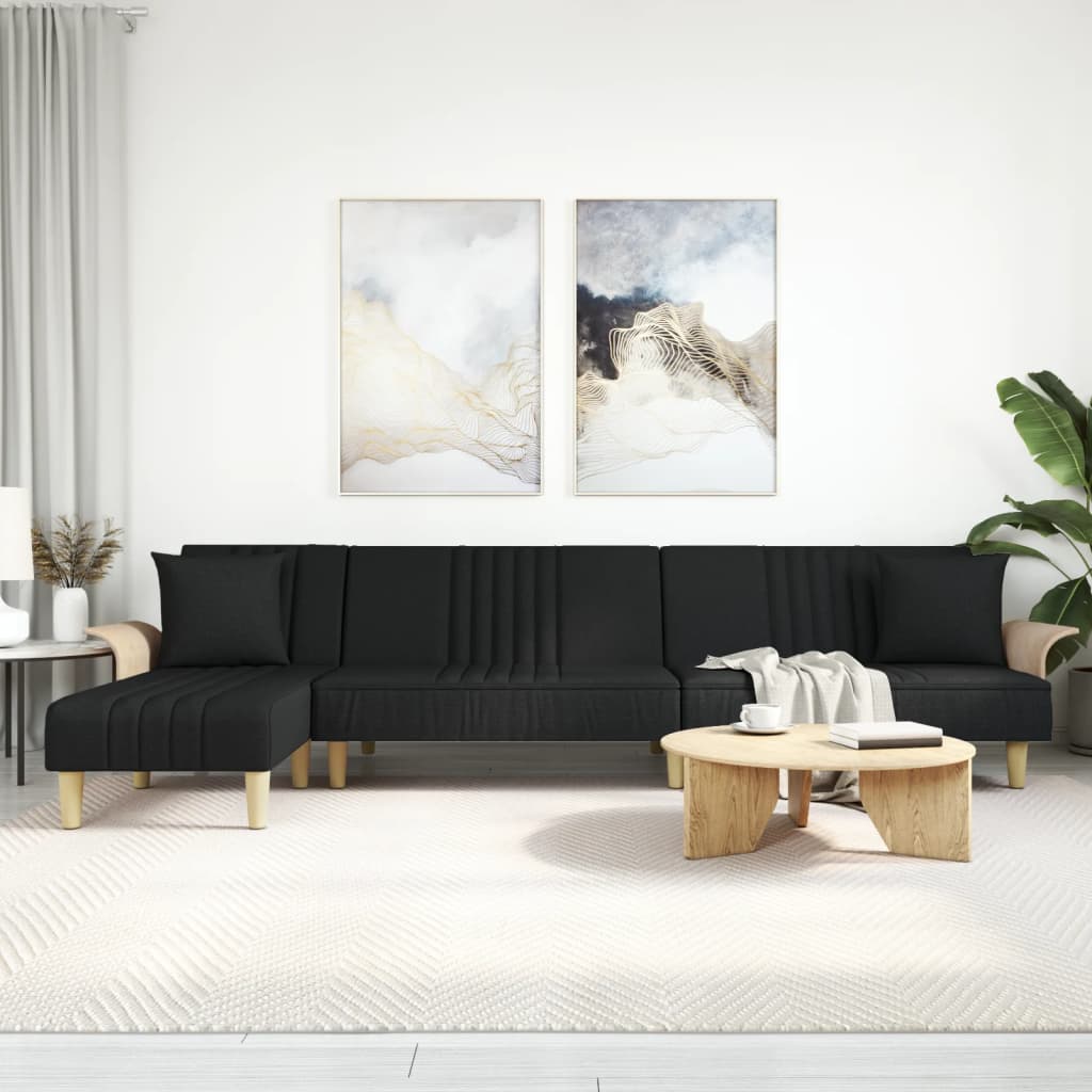 Canapea Extensibilă În Formă De L Gri 279X140X70 Cm Textil