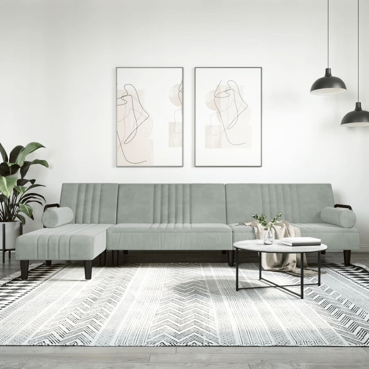 Canapea Extensibilă În Formă De L Verde 260X140X70 Cm Catifea