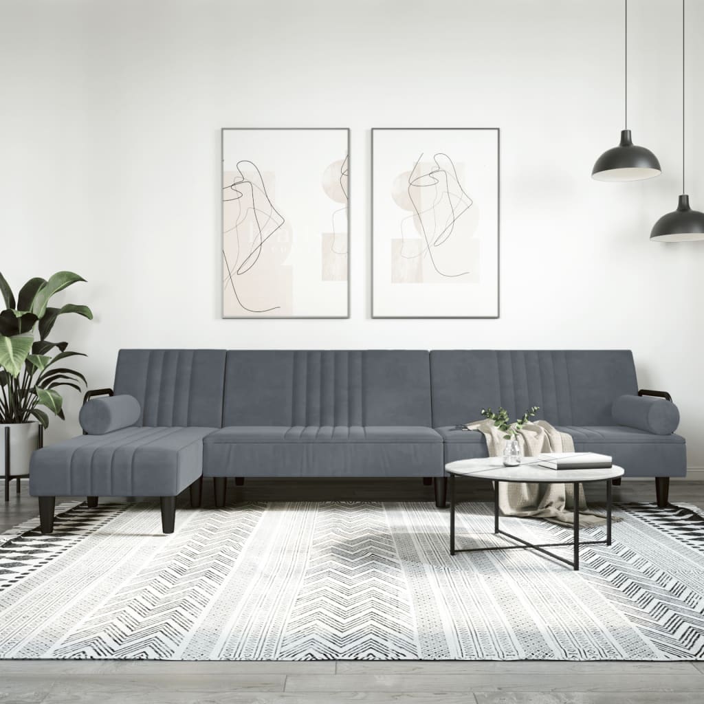 Canapea Extensibilă În Formă De L Verde 260X140X70 Cm Catifea