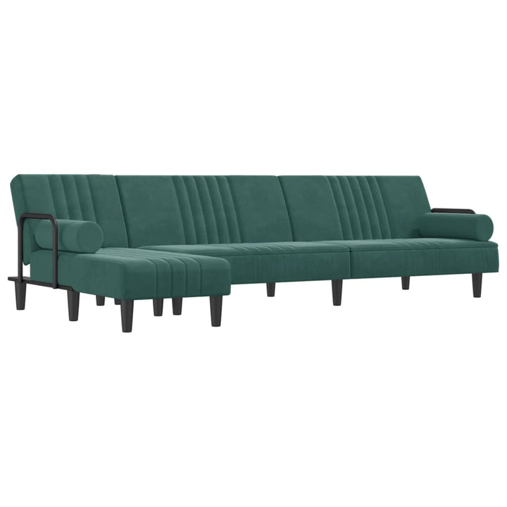 Canapea Extensibilă În Formă De L Verde 260X140X70 Cm Catifea
