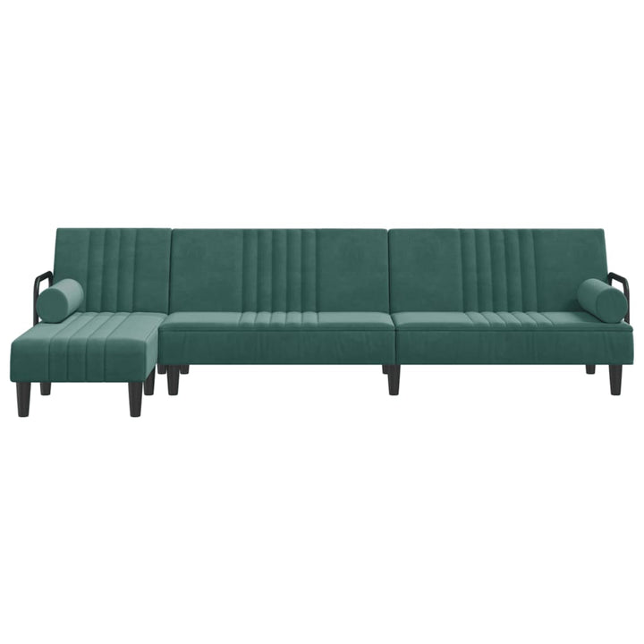 Canapea Extensibilă În Formă De L Verde 260X140X70 Cm Catifea