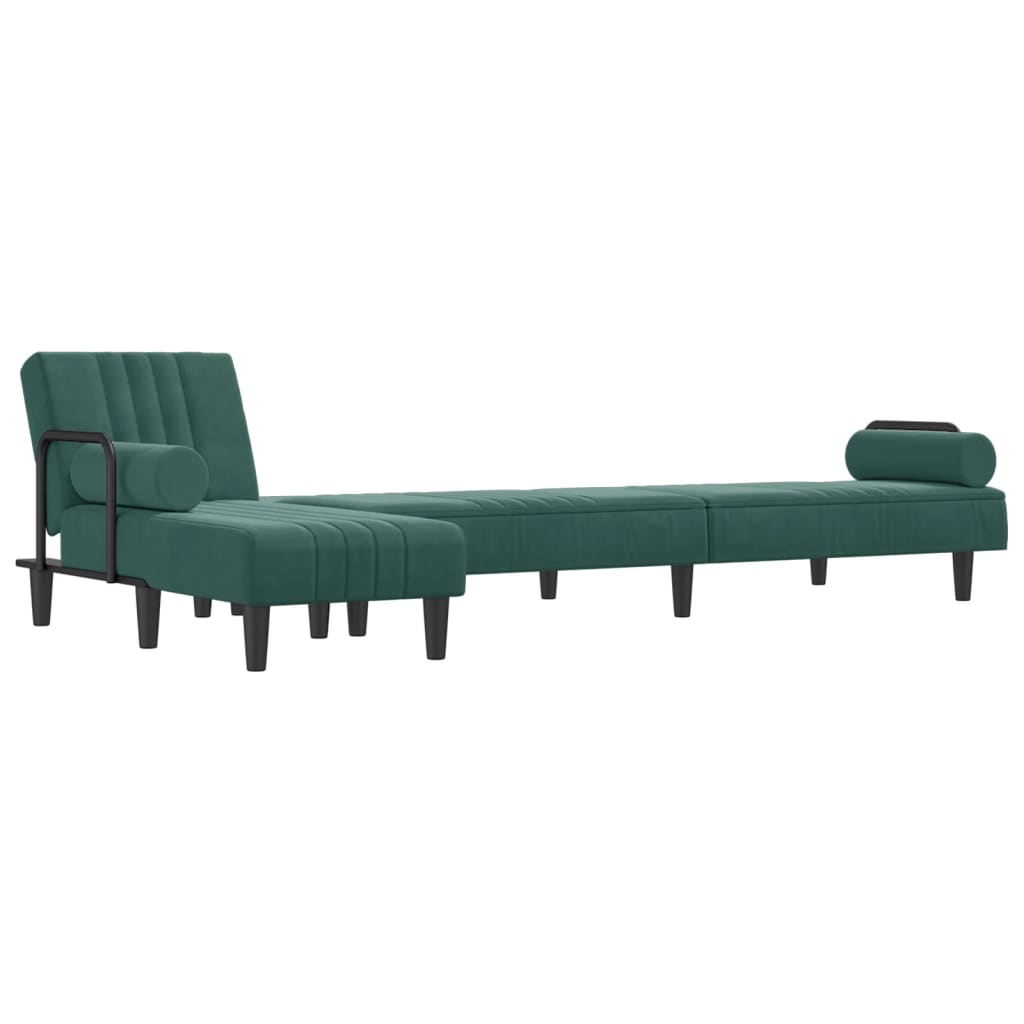 Canapea Extensibilă În Formă De L Verde 260X140X70 Cm Catifea