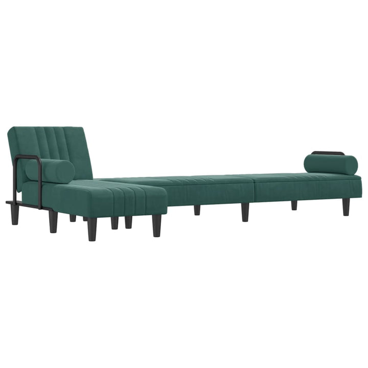 Canapea Extensibilă În Formă De L Verde 260X140X70 Cm Catifea