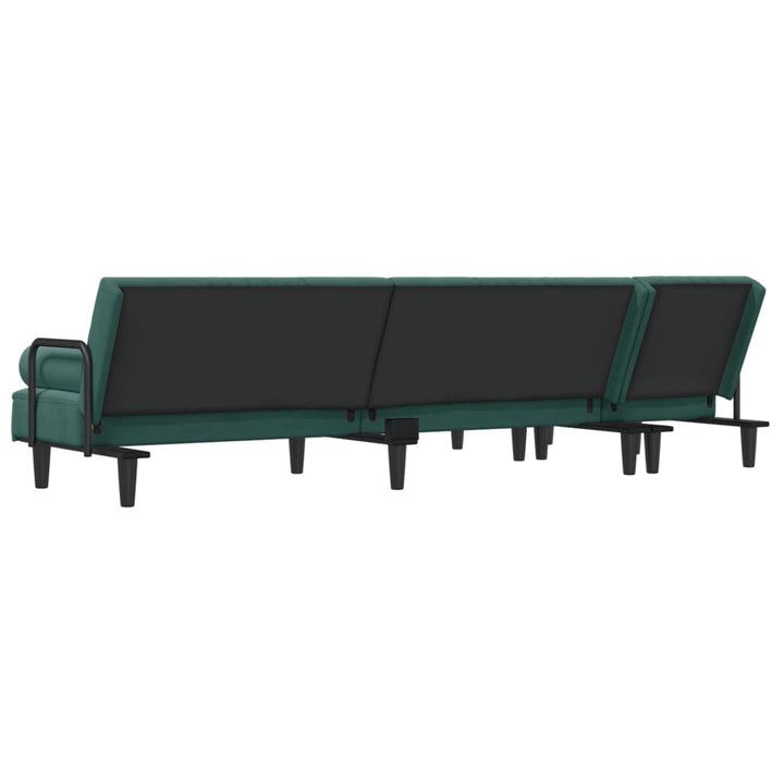 Canapea Extensibilă În Formă De L Verde 260X140X70 Cm Catifea