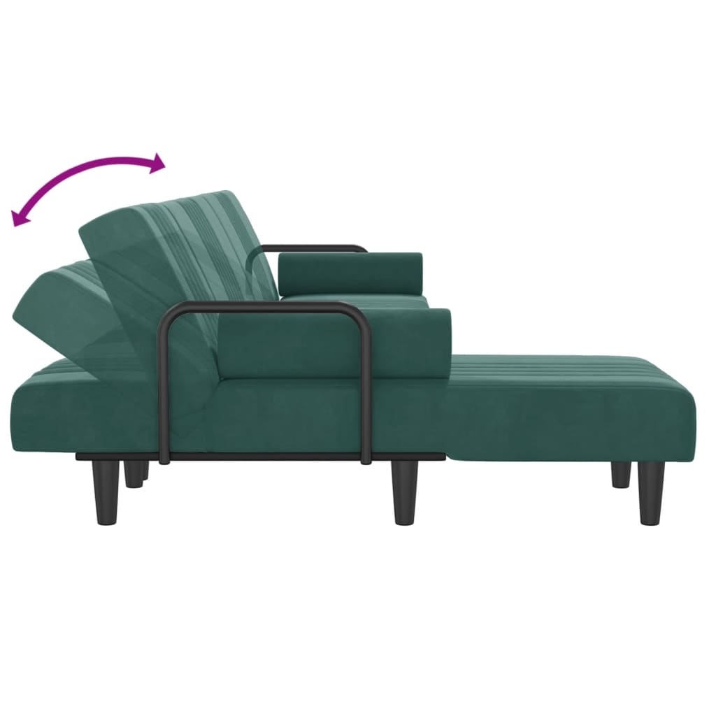 Canapea Extensibilă În Formă De L Verde 260X140X70 Cm Catifea