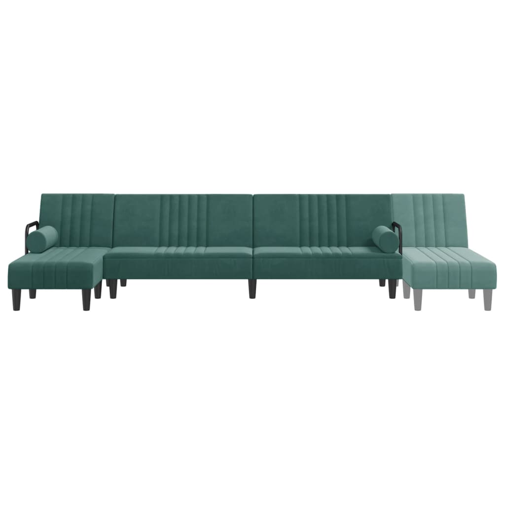 Canapea Extensibilă În Formă De L Verde 260X140X70 Cm Catifea