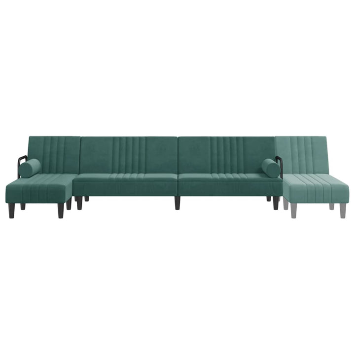 Canapea Extensibilă În Formă De L Verde 260X140X70 Cm Catifea