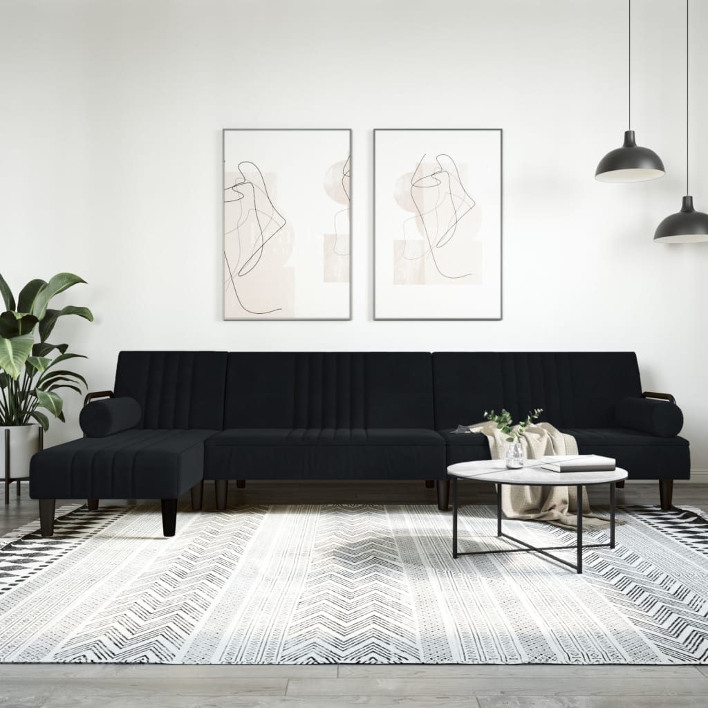 Canapea Extensibilă În Formă De L Verde 260X140X70 Cm Catifea