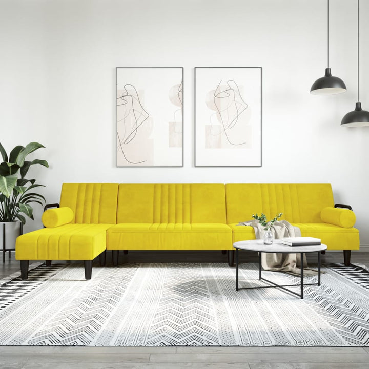 Canapea Extensibilă În Formă De L Verde 260X140X70 Cm Catifea