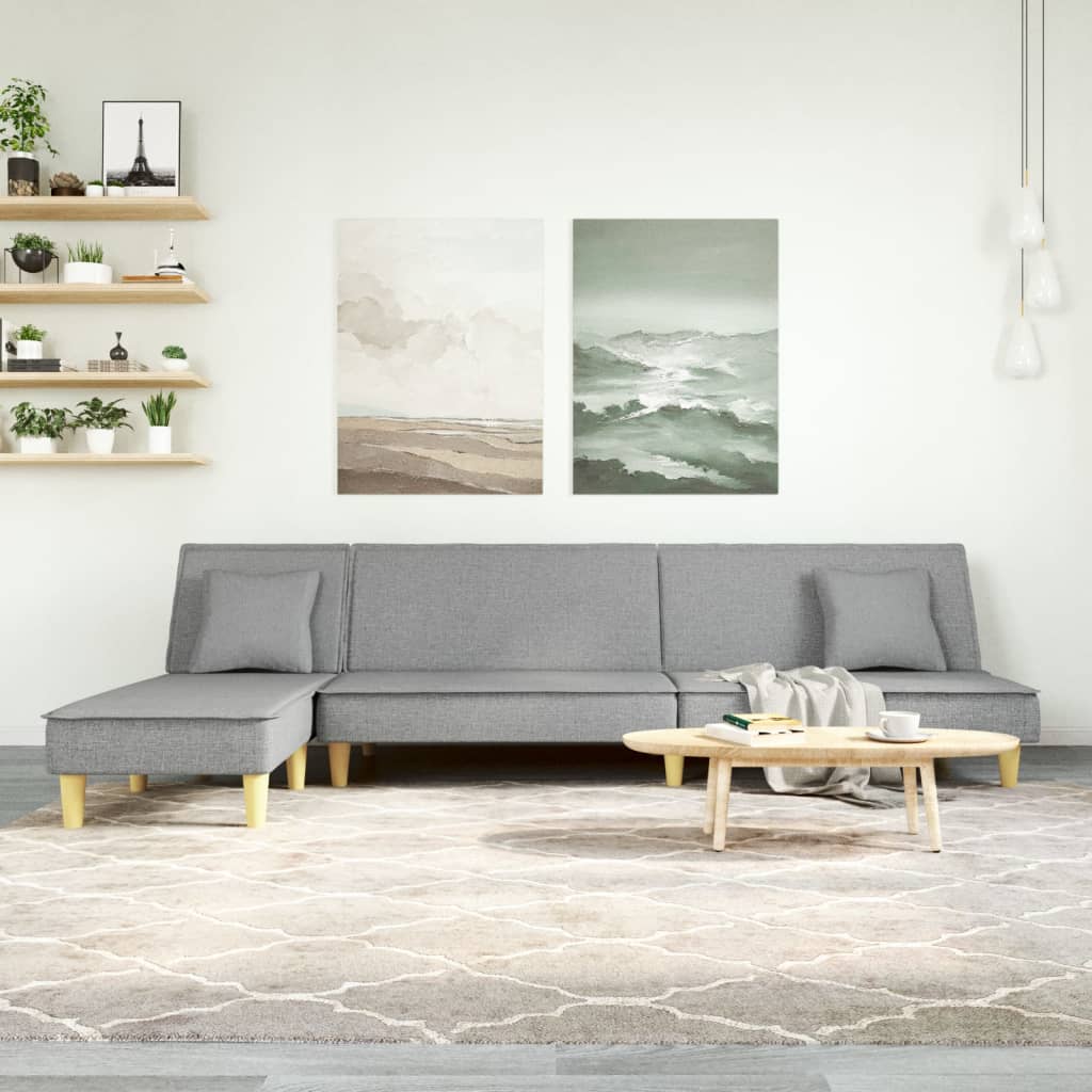 Canapea Extensibilă În Formă De L Gri 255X140X70 Cm Textil
