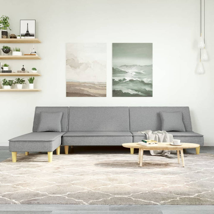 Canapea Extensibilă În Formă De L Gri 255X140X70 Cm Textil