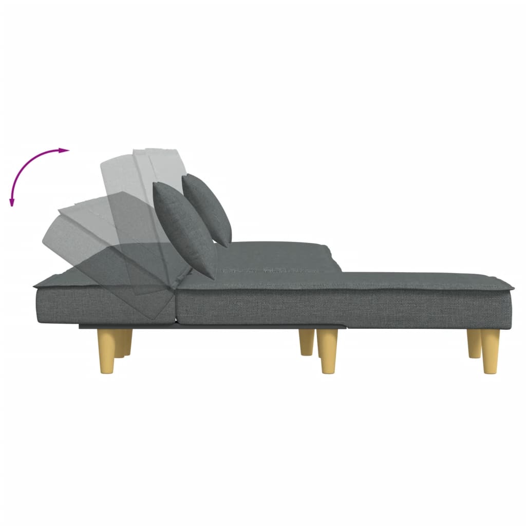 Canapea Extensibilă În Formă De L Gri 255X140X70 Cm Textil
