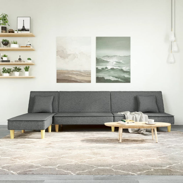 Canapea Extensibilă În Formă De L Gri 255X140X70 Cm Textil