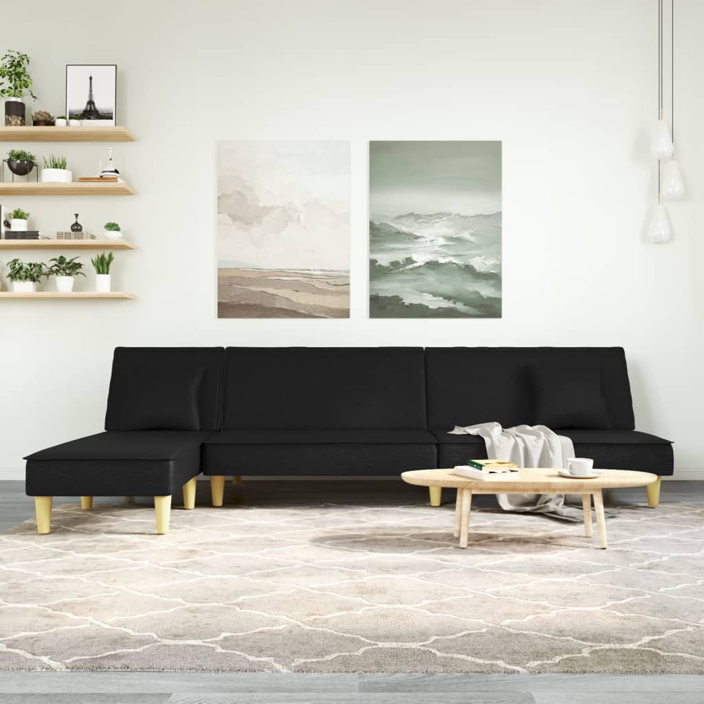 Canapea Extensibilă În Formă De L Gri 255X140X70 Cm Textil
